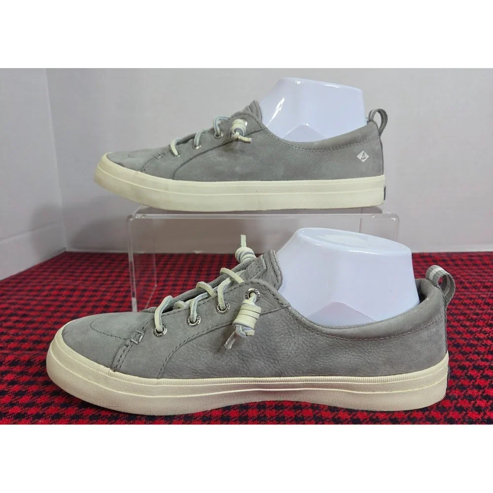 Sperry Crest Vibe Washable Leather Sneakers Gray Women's Size 8